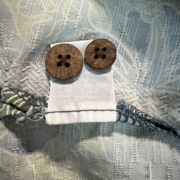 Tommy Bahama Shirt Mens Medium Blue Green Camp Hawaiian Hula Pinup Girls Buttons - Picture 13 of 13